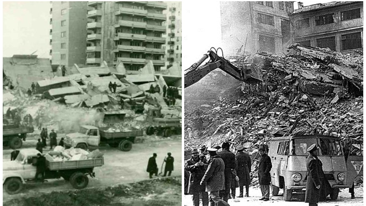 Clădiri prăbușite în urma cutremurului din 4 martie 1977.