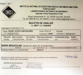 Rezultatul testului pentru coronavirus a fost negativ