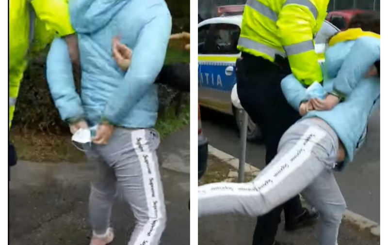 VIDEO | O femeie din Oradea care nu purta mască de protecție a fost încătușată de polițiști în mijlocul străzii