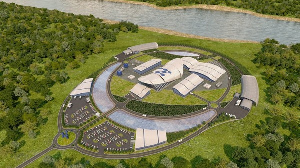O randare cu centrala nucleară și cele șase minireactoare care ar urma să fie construite la Doicești