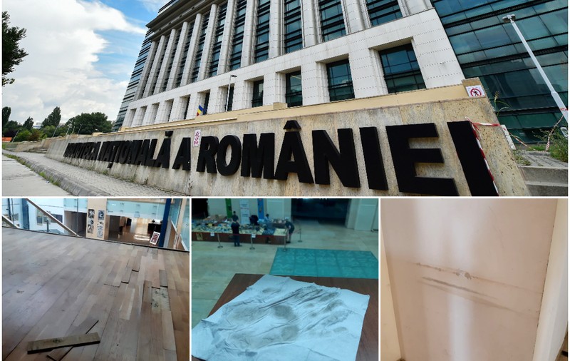 Imagini cu mizeria din Biblioteca Națională: pereți mânjiți, praf, parchet rupt. Directorul Cioroianu spune că „nu are bani” și îi ceartă pe cititori