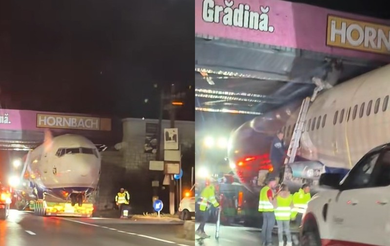 Avion de pasageri sub pod București