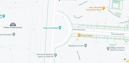 Zona din București unde s-a produs incidentul: Bulevardul Unirii, care leagă Palatul Parlamentului de Piața Unirii. Foto: Google Maps