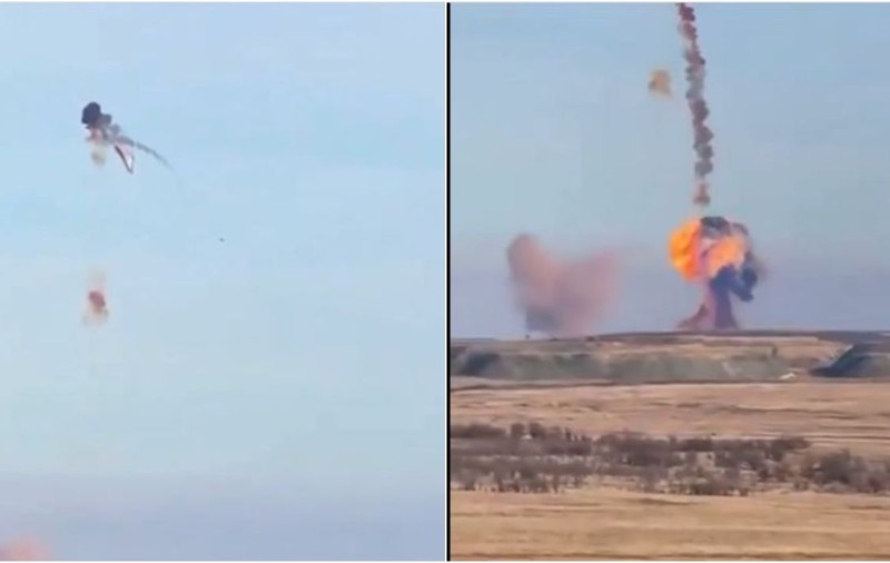 Momentul în care o rachetă care poate căra încărcătură nucleară explodează la cosmodromul Yasnoye din Rusia