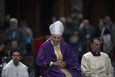Cardinal Matteo Zuppi , center, celebrates a mass for the jubilar pilgrims from Bologna in St. Peter's Vasilica at The Vatican, while Pope Francis is undergoing therapies for a bilateral pneumonia at Rome's Agostino Gemelli Polyclinic, on March 22, 2025 in Vatican. Photo by Alessia Giuliani/CPP/ABACAPRESS.COM