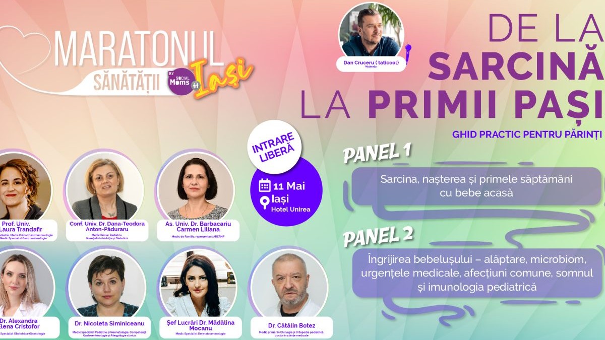 Cover eveniment Maratonul Sanatatii organizat de Social Moms ajunge la Iasi, cu fotografiile medicilor participanti si detalii despre eveniment