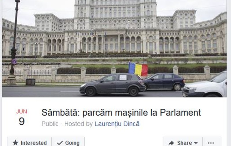 Protest inedit anunțat pe Facebook: Sâmbătă, parcăm mașinile la Parlament!