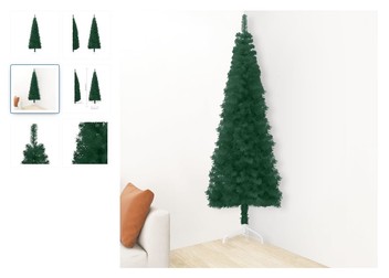 Jumătate brad de Crăciun subțire cu suport vidaXL, verde, 120 cm