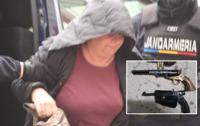 Șapte pistoale, trei puști și muniție, găsite în casa mamei unui cămătar din Lugoj, reținută pentru nerespectarea regimului armelor și munițiilor