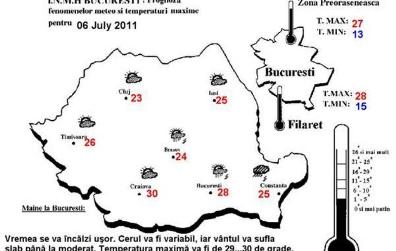 Mâine va ploua, însă temperaturile rămân ridicate