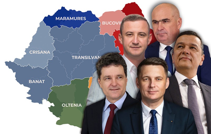 Premieră post-'89 în geografia puterii: doar politicieni de peste Carpați controlează funcțiile-cheie în statul român și toate partidele mari