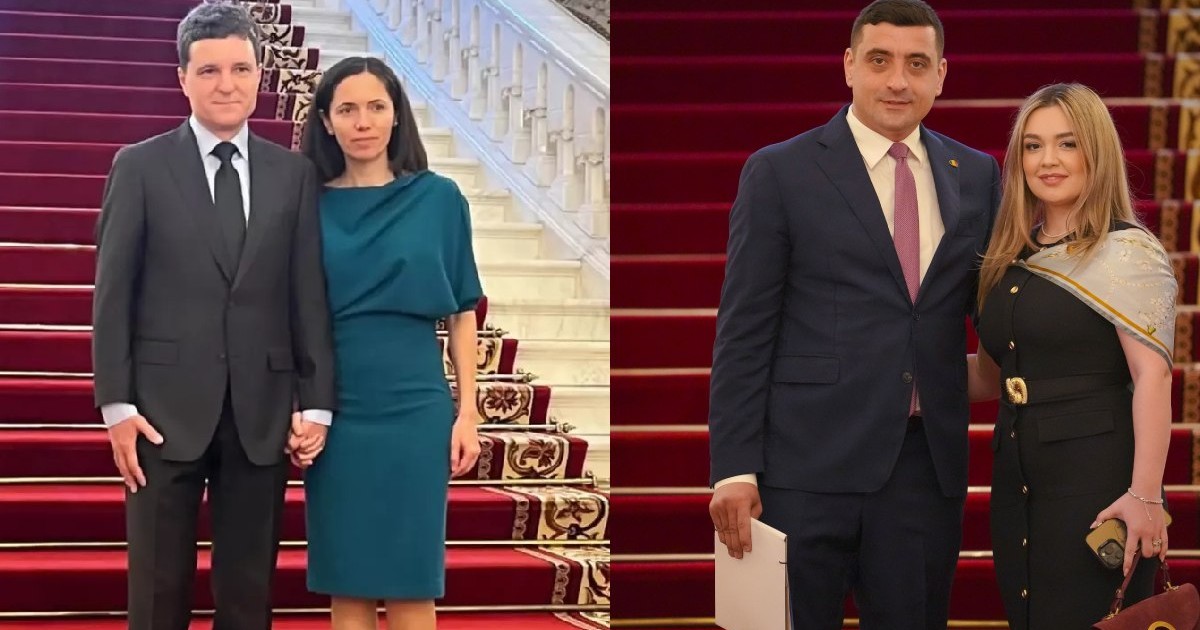 Nicușor Dan alături de Mirabela Grădinaru, în stânga, George Simion și Ilinca Simion, în dreapta