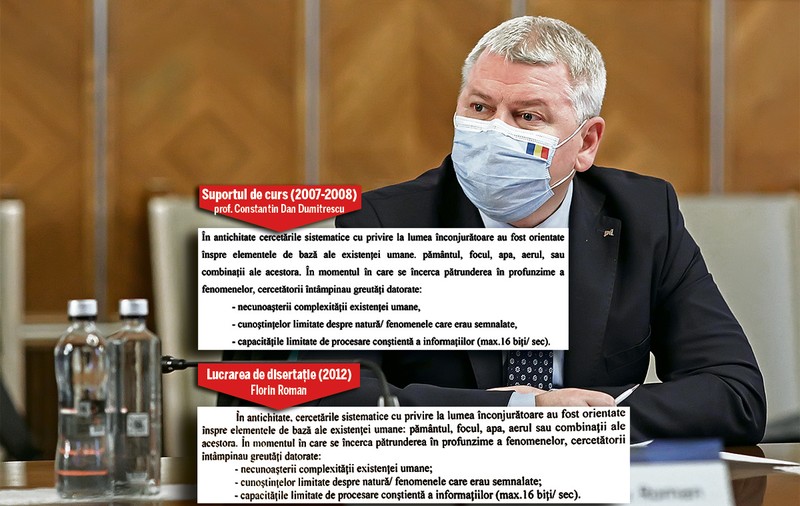 Ministrul Florin Roman a trimis ziarului 10 pagini din lucrarea de master, care sunt 100% copiate. Transformarea digitală a României, condusă de un plagiator