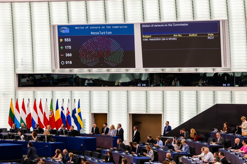 10 iulie 2025, Franța, Strassburg: Membrii Parlamentului. European se întrunesc în sala plenară a Parlamentului European după un vot de neîncredere în Comisia Europeană. Moțiunea de cenzură împotriva Comisiei Europene condusă de Ursula von der Leyen a eșuat. Foto Profimedia