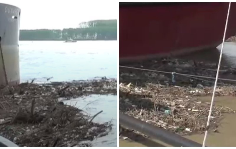 Tone de gunoaie, inclusiv ambalaje din plastic și crengi, au fost aduse de viituri, la Galați, spre disperarea localnicilor