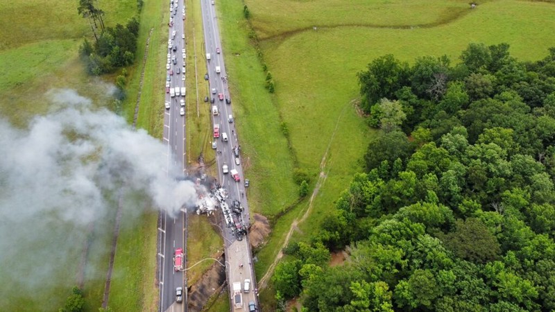Scena accidentului, filmată cu o dronă. Foto: Captură video