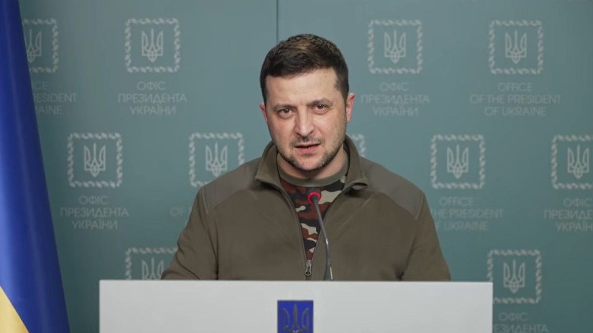 Presedintele Ucrainei. Volodimir Zelenski, in timpul discursului televizat de duminica seara, 6 martie. Foto: captură Facebook