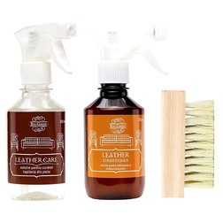 Setul Bio Green detergent, balsam și perie pentru îngrijirea suprafețelor din piele