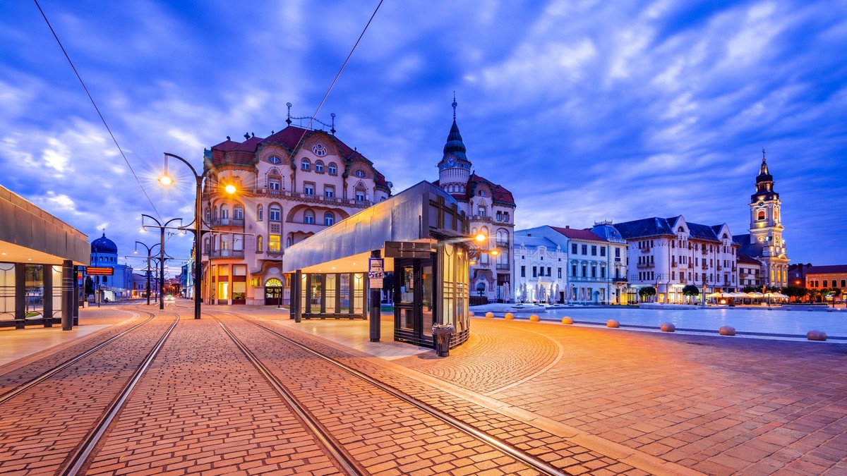 Stație de tramvai din Oradea.