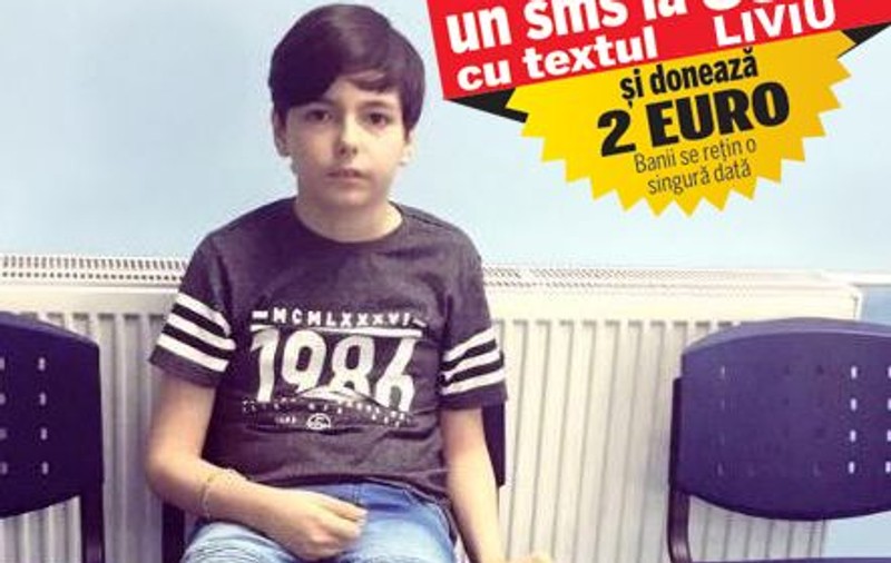 Liviu, olimpic la engleză, suferă de cancer, de hidronefroză și de maladia morbus osler. Pentru a-i fi salvată viața, băiețelul de 11 ani are nevoie de 70.000 de euro