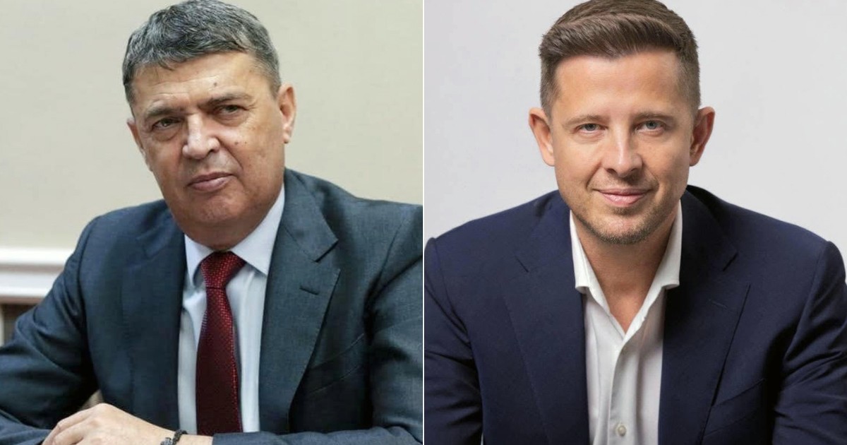 Colaj realizat din două poze cu Hubert Thuma și Marian Petrache, ambii îmbrăcați la costume și cămașă.