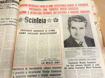 În ziarul Scînteia de pe 26 ianuarie 1989 apărea și mesajul de „La mulți ani” din partea lui Mihai Gorbaciov. Sursa: Sorin Șerb/Europa Liberă