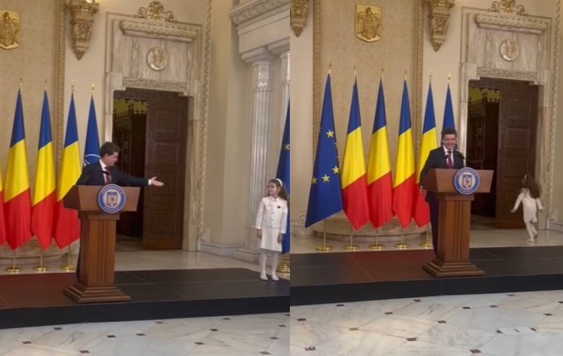 Gestul făcut de Nicușor Dan când Aheea, fiica lui, a întrerupt discursul din Sala Unirii de la Cotroceni