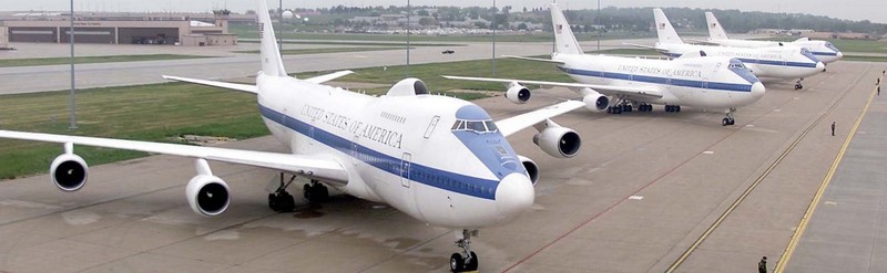 Archive picture shows the 595th Command &amp; Control Group's fleet of E-4B Nightwatch aircraft sit on the flightline of Offutt Air Force Base, Neb., in 2009. Photo released April 29 2024. Fears that America is prepping for WWIII have been heightened after an announcement President Biden ordered new 'doomsday' planes. A $13 billion contract will see Colorado company Sierra Nevada Corporation (SNC) deliver replacements for the E-4B Nightwatch, an airborne command centre for the U.S. President that can survive nuclear war. The U.S. Air Force says the aircraft would be used in times of destruction by an enemy of ground command and control centres. The current E-4 platforms were built in the 1970s and are reaching the end of their operational lifespans. SNC said on Sunday (28 April): "SNC is building the airborne command center of the future! SAOC is a highly specialised aircraft that ensures continued critical command, control and communication during national emergencies for POTUS, SECDEF and CJCS. We're honored to support this important mission.",Image: 868997735, License: Rights-managed, Restrictions: Editorial use, commercial use may require additional licenses. We don't use AI to make images which could be mistaken for news photos. AI use will be clearly indicated. Supplied on condition you ensure personal data is processed in compliance with DPA2018, Model Release: no