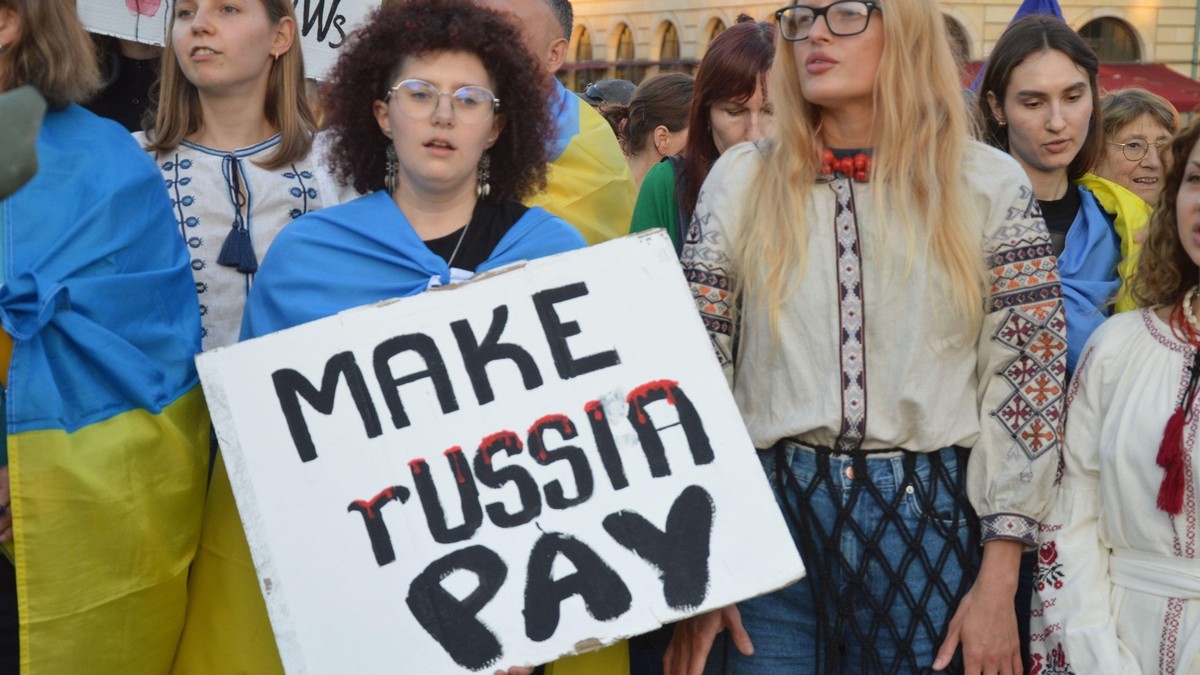 Manifestație împotriva crimelor comise de ruși în Ucraina. Imagine cu caracter ilustrativ Sursa foto: Profimedia