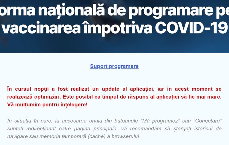 Noi întreruperi în funcționarea platformei de programări pentru vaccinare