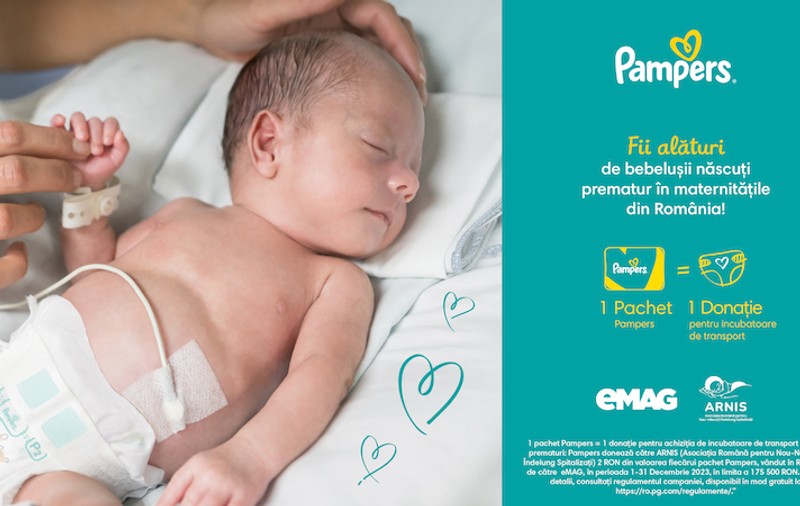 Pampers, în parteneriat cu eMAG și ARNIS, continuă să fie un sprijin pentru bebelușii născuți prematur, prin donația de incubatoare de transport în trei maternități din România
