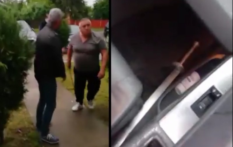VIDEO | Politician PSD din Giurgiu filmat în timp ce amenința cu sabia un concurent de la ALDE