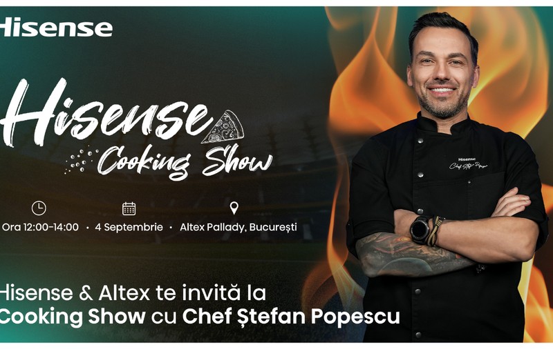 Hisense Cooking Show a ajuns la Altex Pallady în București: spectacol culinar cu Chef Ștefan Popescu