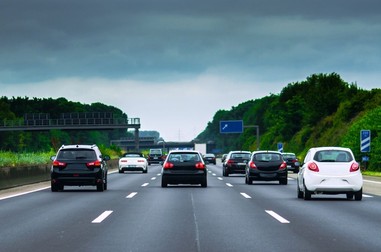 Black cars and white cars on the german autobahn
