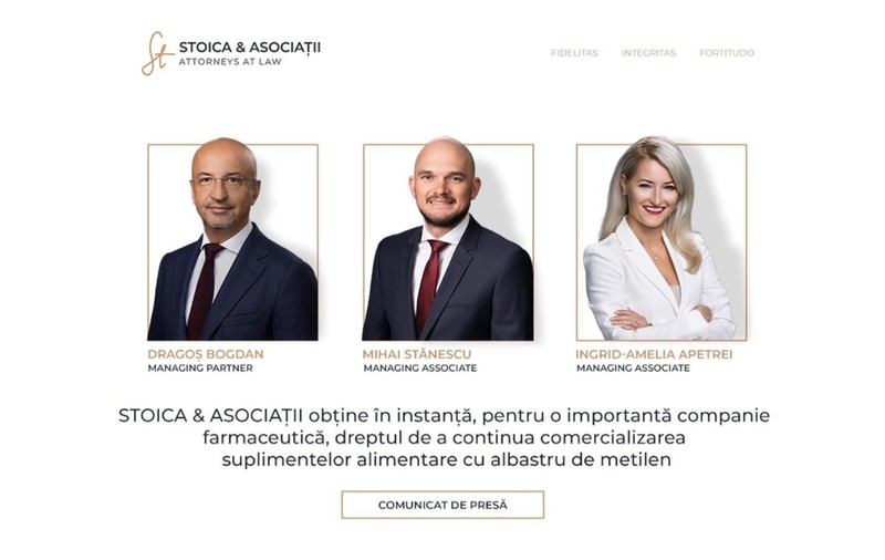 STOICA &amp; ASOCIAȚII obține în instanță, pentru o importantă companie farmaceutică, dreptul de a continua comercializarea suplimentelor alimentare cu albastru de metilen