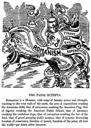 Caricatură anticatolică dintr-o lucrare din 1913, ”The pope” de Jeremiah Crowley