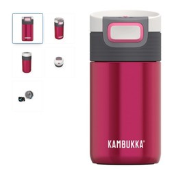 Cana termică din oțel inoxidabil Kambukka Etna cu capac termic 3 în 1 Snapclean, 300 ml, roșu
