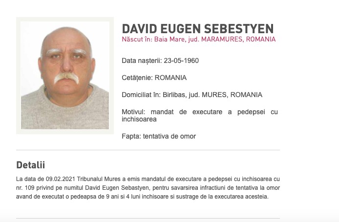 Autorul a fost dat în urmărire generală. Fotografie de pe site-ul Poliției Române