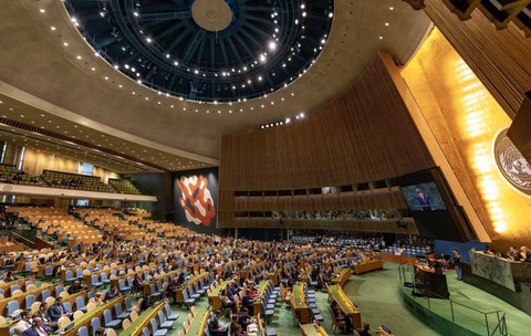 Pozele de la discursul lui Nicușor Dan la ONU: sala, ocupată doar parțial, a atras atenția