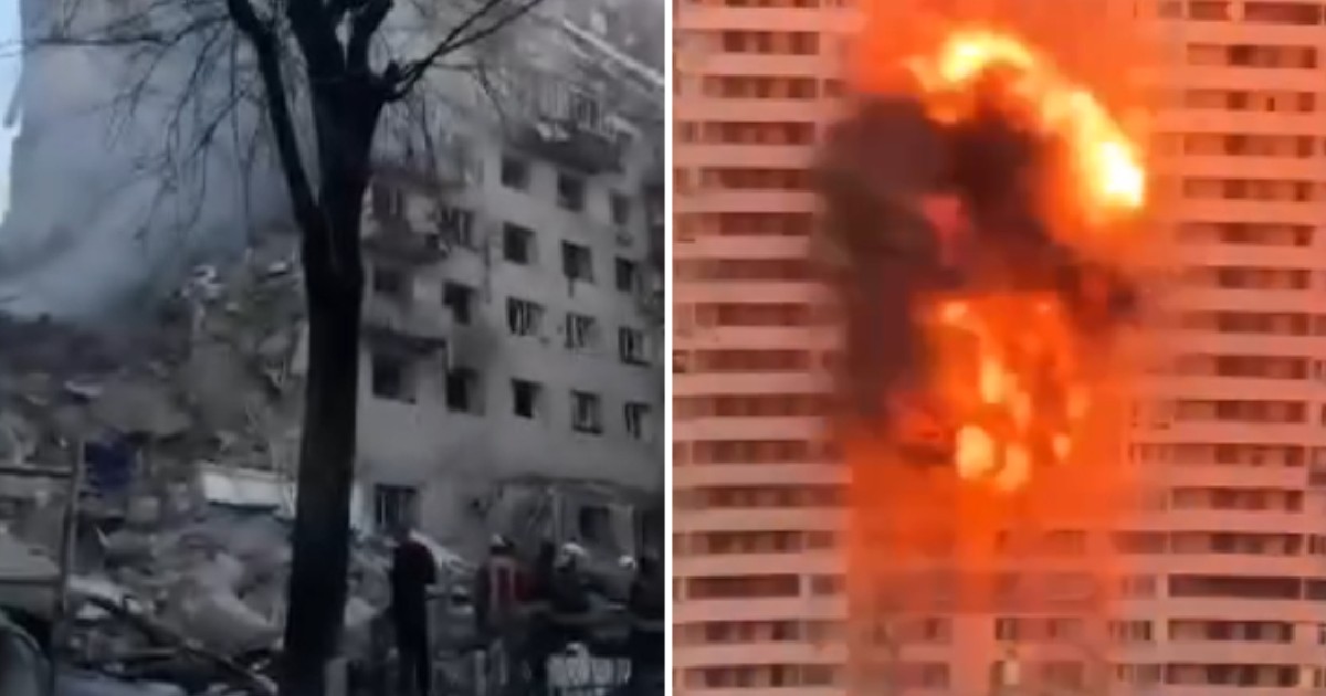 colaj foto cu cladiri din Kiev bombardate de Rusia pe 17 iunie 2025