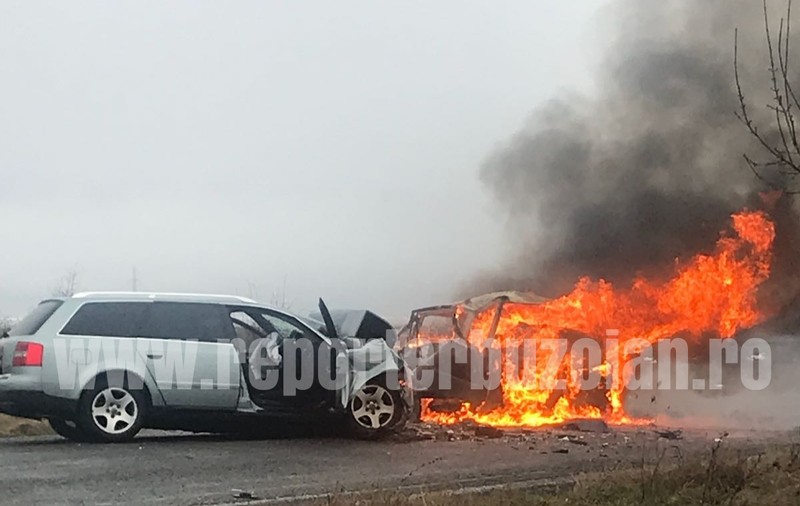 UPDATE/ Doi oameni au ars de vii într-un accident grav pe DN10. Victimele sunt soț și soție