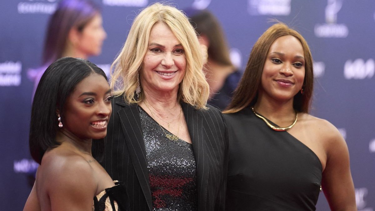 Simone Biles, Rebeca Andrade, Nadia Comaneci attends 25th Anniversary Laureus World Sports Awards - Red Carpet at Palacio de Cibeles on April 21, 2025 in Madrid, Spain Photo by ABACAPRESS.COM