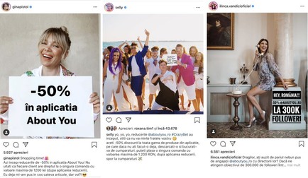 Gina Pistol, Selly și Ilinca Vandici s-au numărat printre vedetele care nu au marcat în niciun fel reclama la About You