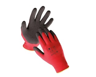 Mănuși de protecție, impregnate în latex, roșu-negru.