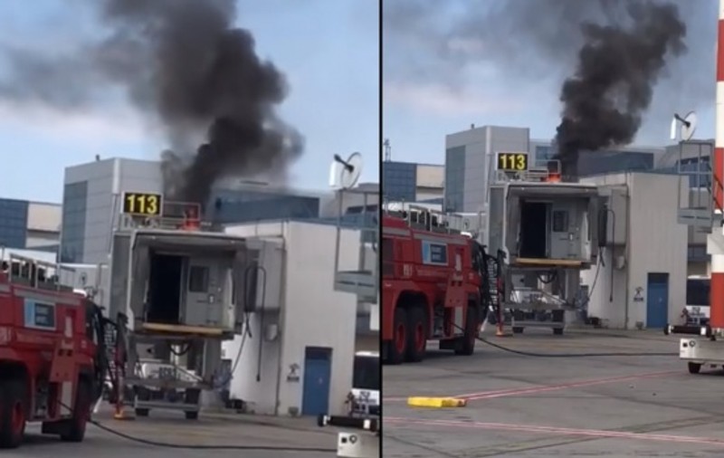 Incendiu la Aeroportul Otopeni. O pasarelă a fost cuprinsă de flăcări