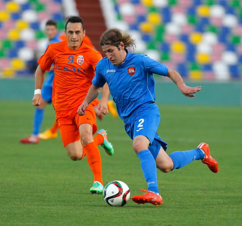 Imagine din meciul Tshinvali - FC Botoşani 1-3 disputat pe stadionul Mikheil Meskhi din Tbilisi EPA/ZURAB KURTSIKIDZE