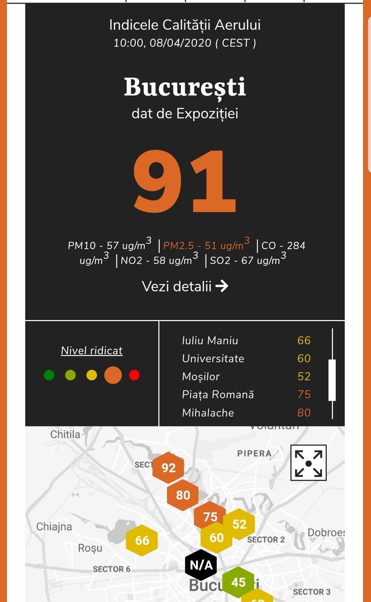Conform datelor aerlive.ro, calitatea aerului s-a îmbunătăţit