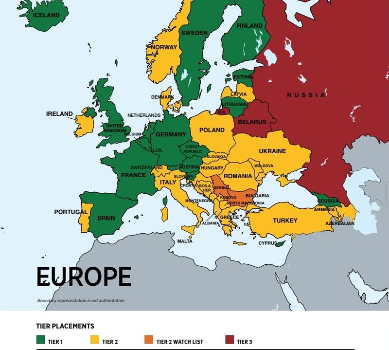 Conform&nbsp;Raportului&nbsp;lansat marți, 19 iulie, de Departamentul de Stat al SUA, România se află acum în Pilonul 2, alături de țări precum Turcia, Ucraina, Grecia, Ungaria și Italia, fiind scoasă de pe „Lista de supraveghere” - Tier&nbsp;2 Watch&nbsp;List