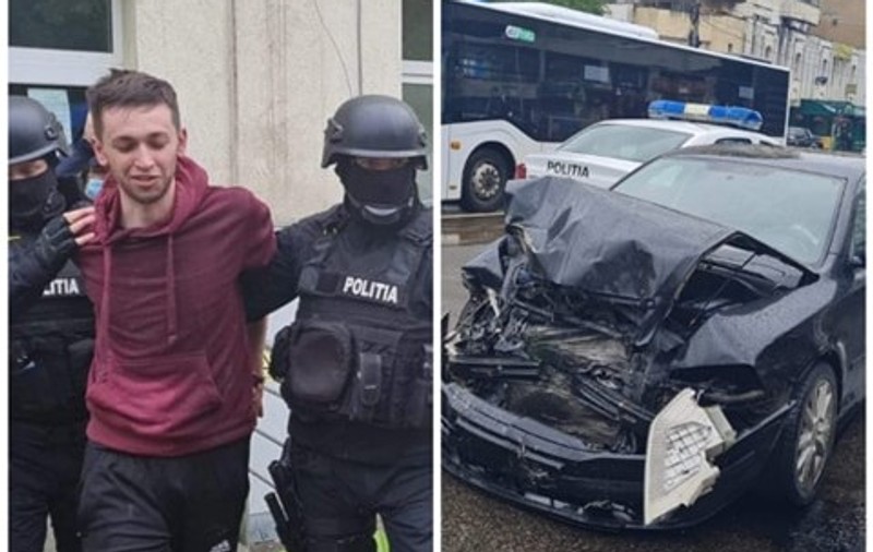 Un șofer drogat a lovit 15 mașini și un tramvai, în Iași. Tânărul de 23 de ani, reținut de polițiști