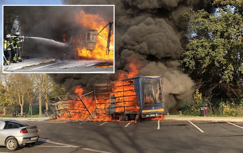 Un șofer de TIR care gătea în cabină a luat foc când amesteca în mâncare. Camionul s-a făcut scrum în parcare, în Germania